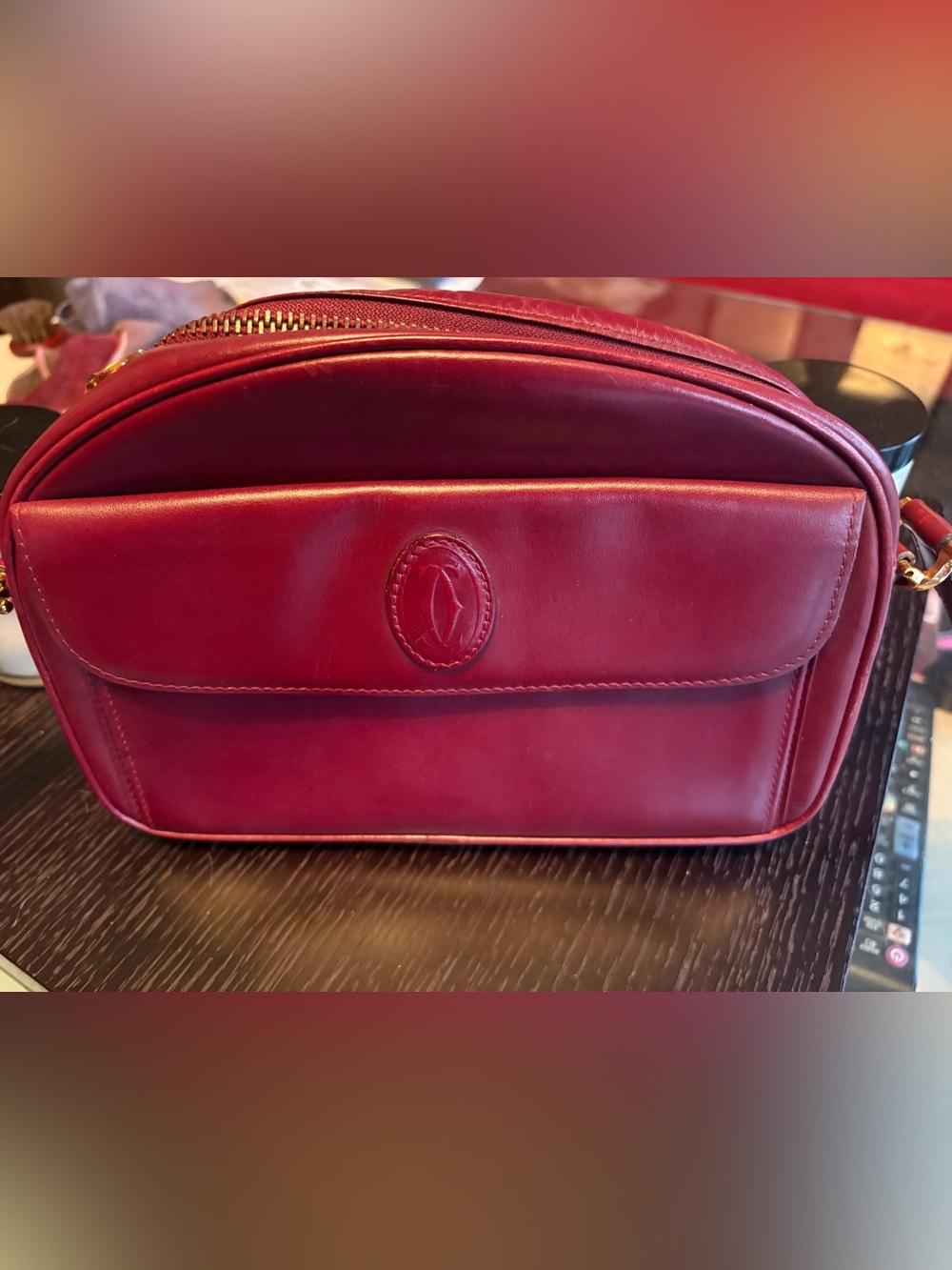 Cartier Vintage Must de Cartier small burgundy shoulder bag